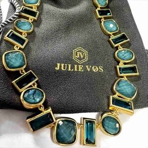 Julie Vos Gold Necklace with Teal Accents